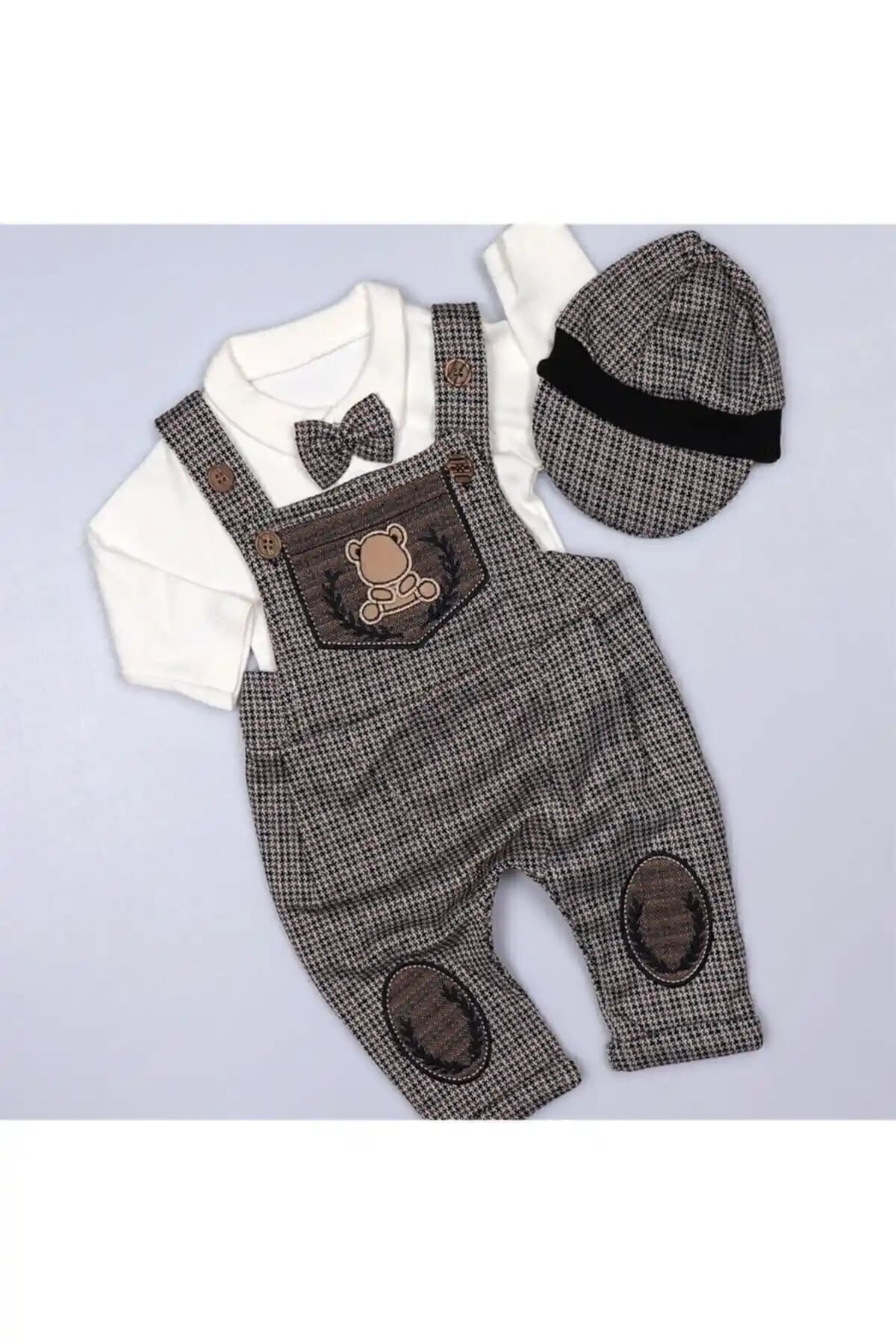 Murat Baby Erkek Bebek Kahverengi Salopet Takımı Şıklık ve Konfor Sunar