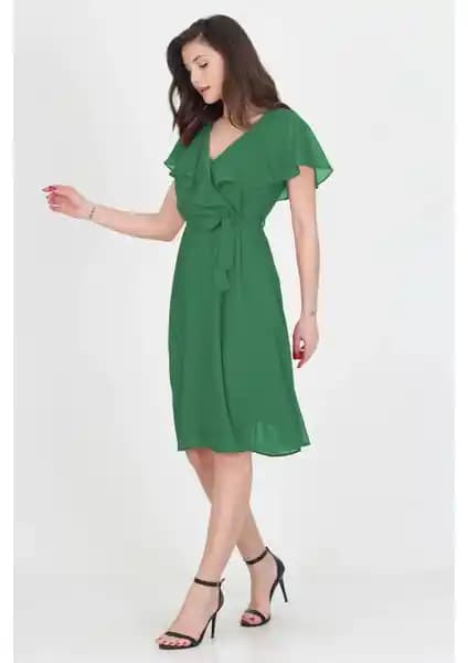 Neşeli Butik Kadın Melek Kol Kruvaze Yaka Zümrüt Yeşili Şifon Elbise NB8081 Özellikleri ve Kullanım Alanları