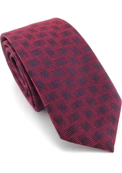 Pierroni Bordo Lacivert Desenli Slim Kravat: Modern ve Şık Erkek Aksesuarı