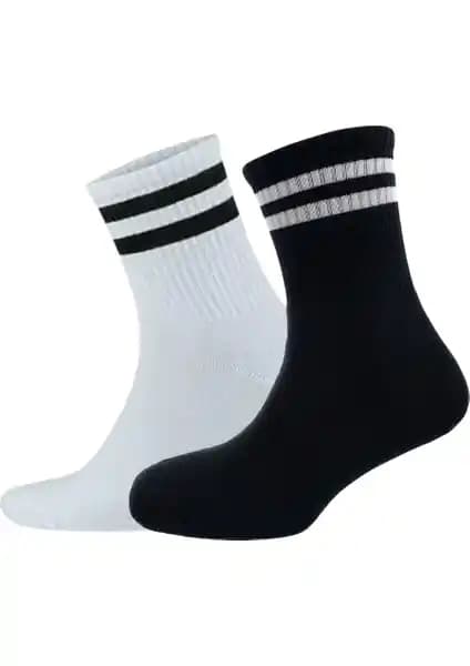 Puton Çizgili 12'li Tennis Kolej Çorap Seti Kadınlar İçin Şık ve Konforlu Spor Aksesuarı