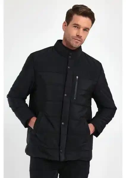 Sivaist Erkek Siyah Standart Fit Kışlık Mont Günlük ve Dış Mekan Kullanımı İçin