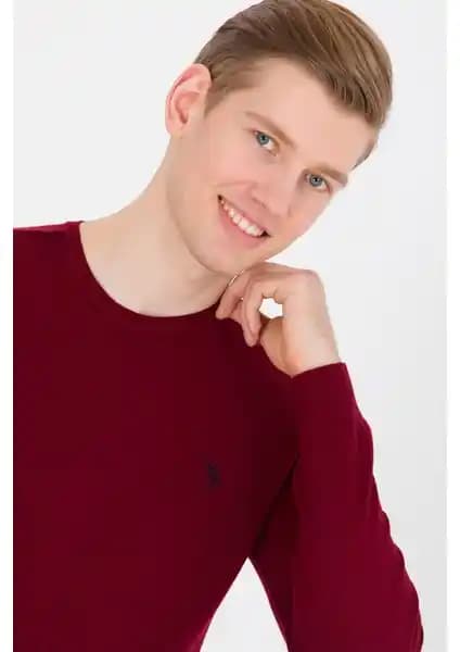 U.S. Polo Assn. Erkek Bordo Triko Kazak Modern ve Konforlu Günlük Giyim Parçası