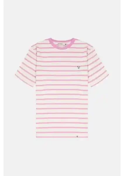 WWF Market Panda Supreme Çizgili T-Shirt Pembe ve Krem Renkli Doğa Dostu Giyim