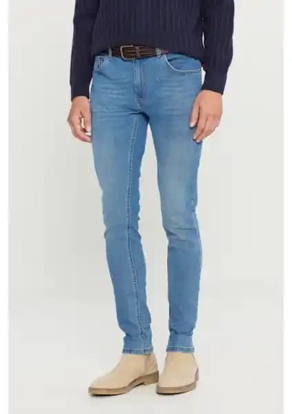 Altınyılz Classics Erkek Açık Mavi Slim Fit Dar Kesim Rıss Denim Pantolon