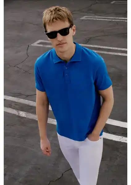 Altınyılz Classics Erkek Royal Mavi Polo Yaka Slim Fit Tişört Şıklık ve Konfor Sunar