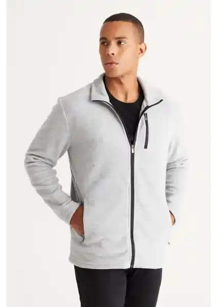 Altınyılz<dı>z Classics Erkek Gri Melanj Standart Fit Dik Yaka Fermuarlı Sweatshirt Özellikleri