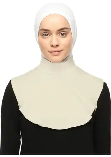 Altobeh Düz Balıkçı Yaka Boğazlı Penye Tesettür Boyunluk Krem Renkli Şıklık ve Konfor Sunar