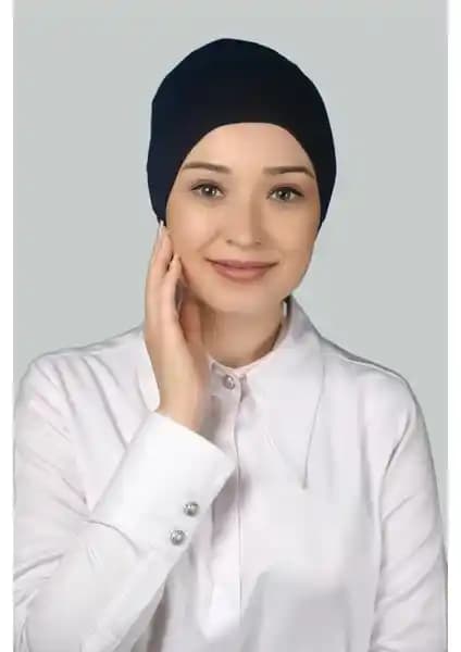 Altobeh Hazır Pratik Geçmeli Uzun Boru Tesettür Bonesi Lacivert Şıklık ve Konfor Sunar