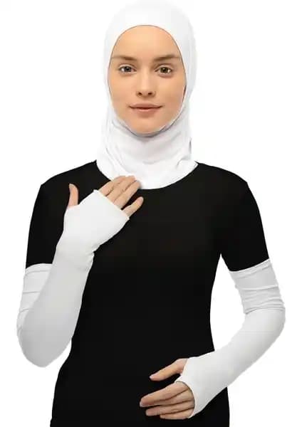Altobeh Parmak Geçmeli Penye Tesettür Kolluk Beyaz - Konfor ve Fonksiyonellik Sunan Ürün