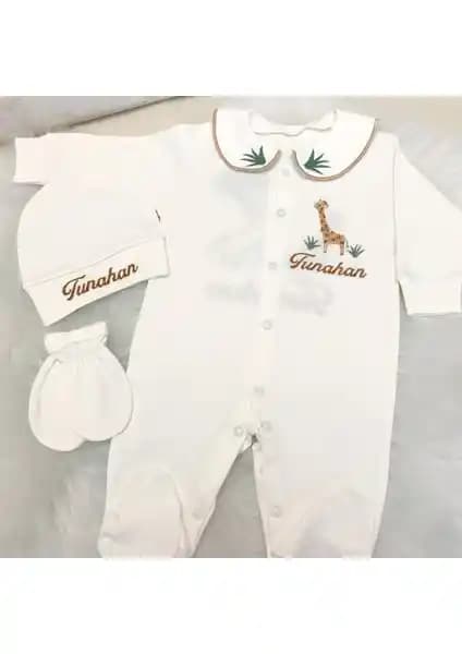 Baby Nisantashe Özel Nakışlı Hastane Seti 3 Parça Bebekler İçin Şık ve Konforlu Tasarım