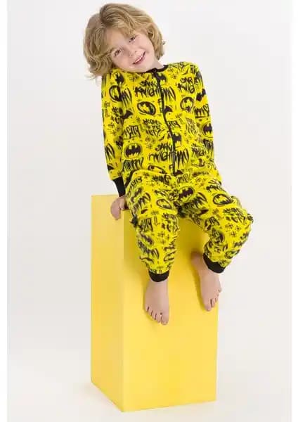 Batman Lisanslı Sarı Erkek Çocuk Polar Tulum: Konfor ve Şıklığın Buluşması