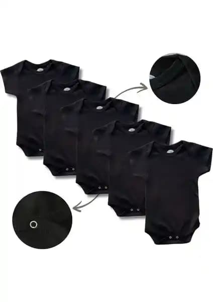 Betül Bebek Organik Pamuk Kısa Kollu 5'li Bebek Body ve Zıbın Seti