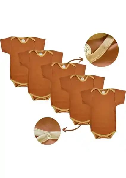 Betül Bebek Organik Pamuk Kısa Kollu 5'li Body ve Zıbın Seti Güvenli ve Konforlu Bebek Giyim