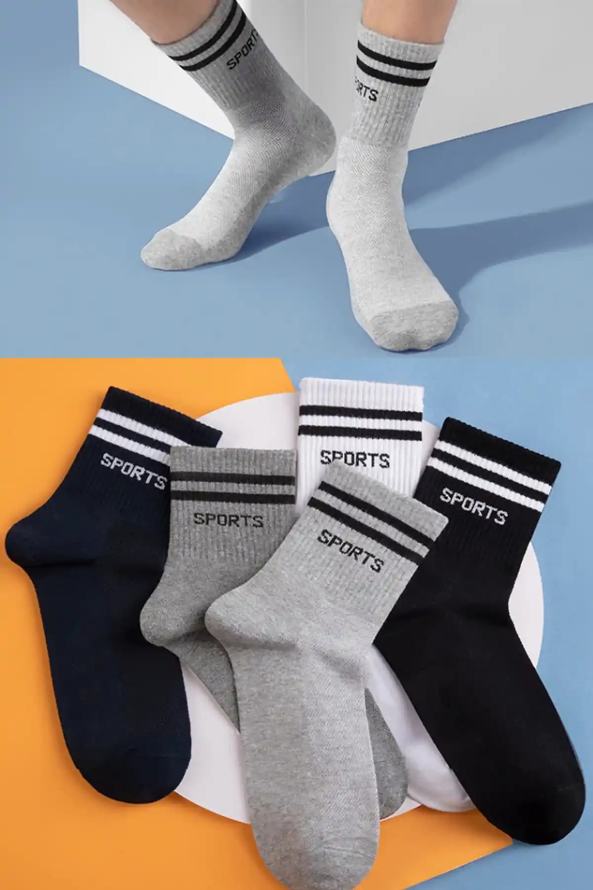 BGK 5 Çift Uzun Erkek Spor Çorapları Konfor ve Şıklık Sunan Modern Tasarım