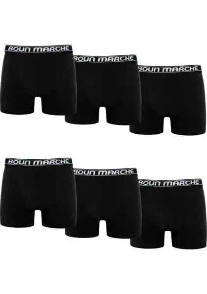 Boun Marche Erkek Boxer Likralı Premium 6'lı Set: Konfor ve Şıklığın Modern Buluşması