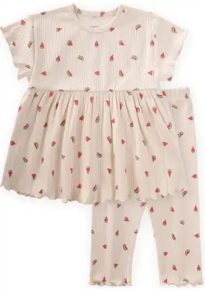 Cigit Desenli Fitilli Tunik Takım 1-8 Yaş Kız Çocukları İçin Rahat ve Şık Yazlık Giyim Seçeneği