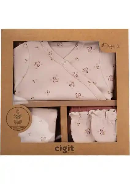 Cigit Desenli Hastane Çıkışı Pudra Pembe Bebek Kıyafeti Yüksek Kalite ve Konfor Sağlar