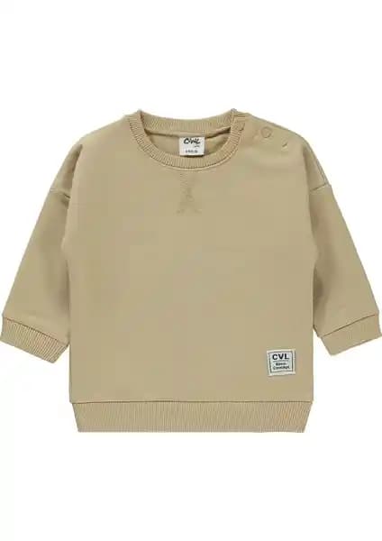 Civil Baby Erkek Bebek Sweatshirt 6-18 Ay Sütlü Kahve Yüksek Kaliteli ve Şık Tasarım