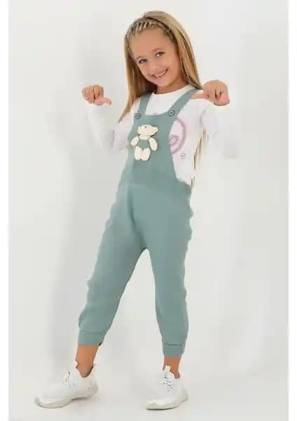 Çocuklar İçin Renkli ve Konforlu Askılı Salopet Çağla Yeşili - Günlük ve Özel Kullanım İçin