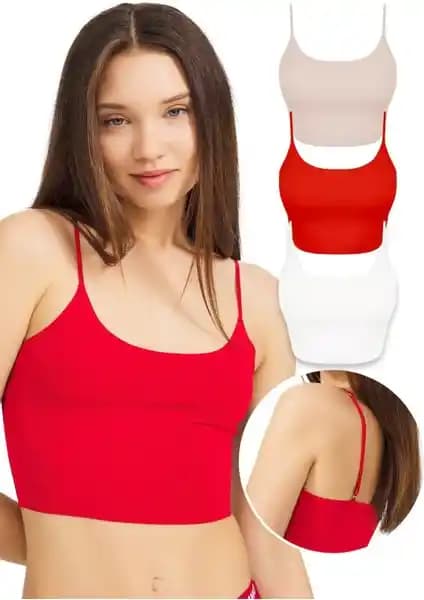 Cottonhill Ayarlanabilir İnce Askılı Lazer Kesim Crop Büstiyer Kadınlar İçin Şık ve Konforlu Tasarım