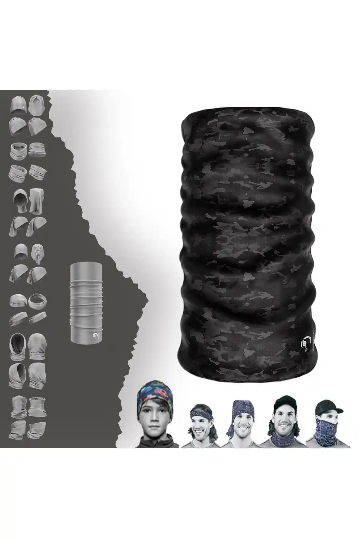 DeBuff Collar Kamuflaj Siyah Boyunluk Bandana Çok Yönlü Kullanım ve Şıklık Sağlar