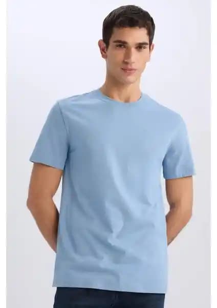 DeFacto %100 Pamuk Erkek Basic Tişört Regular Fit Bisiklet Yaka Günlük Kullanım