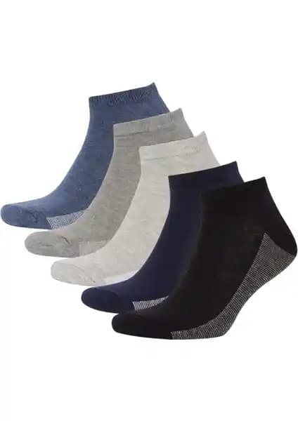 DeFacto Erkek 5'li Pamuklu Patik Çorap Seti Günlük Kullanım İçin Uygun ve Konforlu