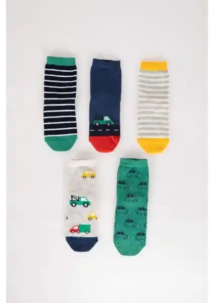 DeFacto Erkek Bebek Kaydırmaz Taban 5'li Pamuklu Uzun Çorap Güvenlik ve Şıklık Sunar