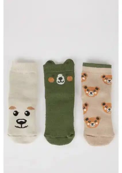 DeFacto Erkek Bebek Pamuklu Çoraplar Kaydırmaz Tabanlı Güvenli ve Konforlu Tasarım