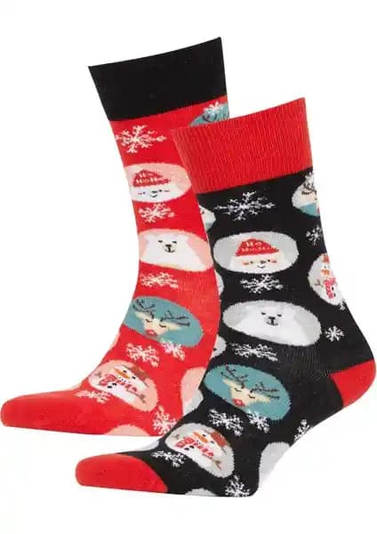 DeFacto Erkek Yılbaşı Temalı Kutulu 2'li Pamuklu Uzun Çorap Ürün Tanıtımı ve Özellikleri