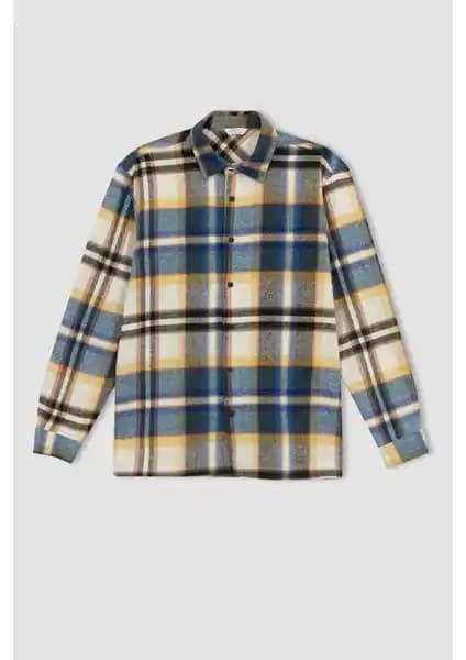 DeFacto Erkekler İçin Uzun Kollu Kareli Oduncu Gömlek Günlük ve Şık Kullanım İçin