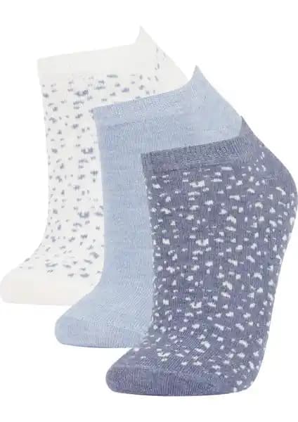 DeFacto Kadın Hayvan Desenli 3'lü Pamuklu Patik Çoraplar Günlük Şıklık ve Konfor İçin