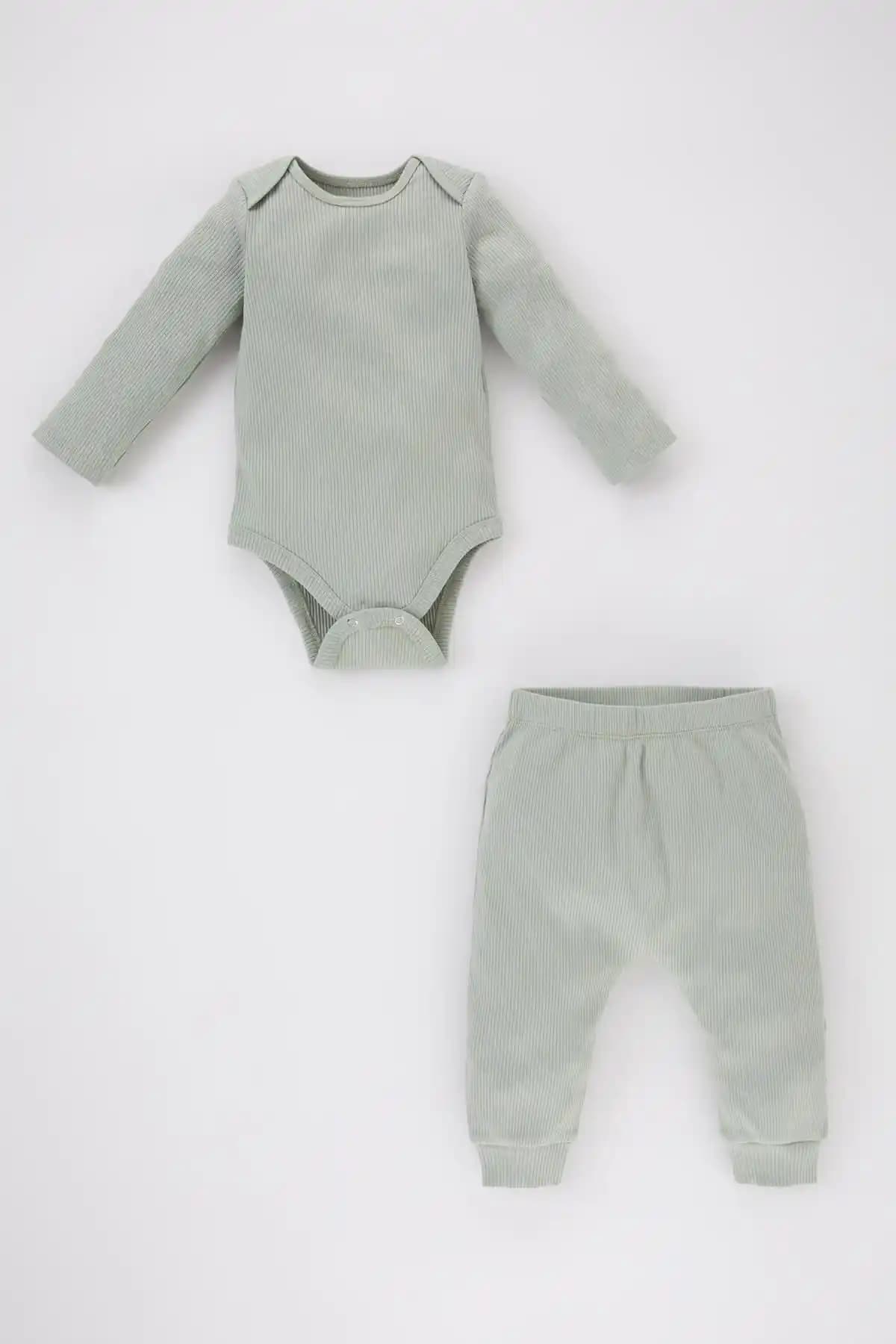 Defacto Kız Bebek Fitilli Kaşkorse Uzun Kollu Çıtçıtlı Body 2'li Takım Yüksek Kalite ve Konfor
