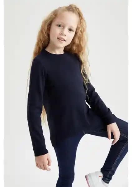 DeFacto Kız Çocuk Yüksek Kaşmir Bisiklet Yaka Kazakları Günlük Kullanım İçin