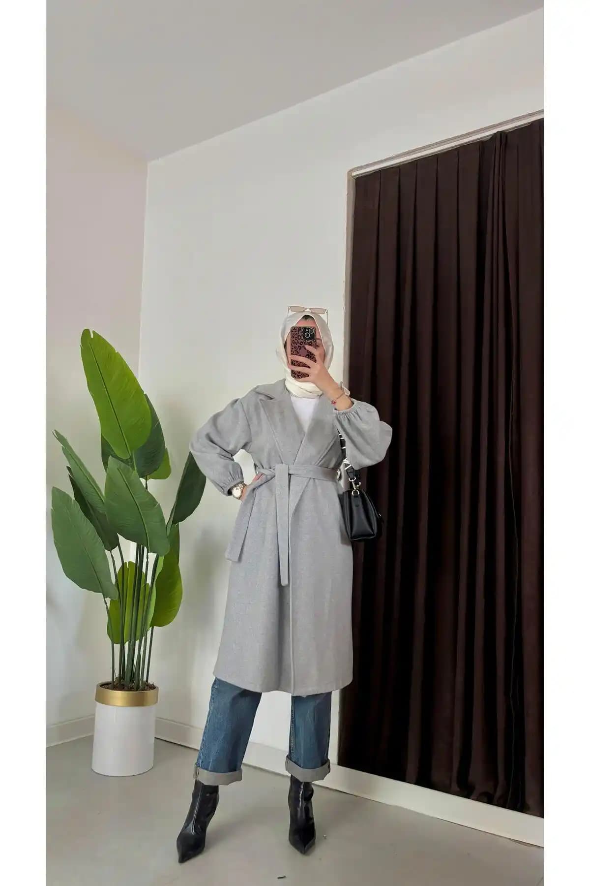 ENSA TESETTUR Esma Kaşe Kaban Gri: Modern ve Şık Kadın Kış Kıyafeti