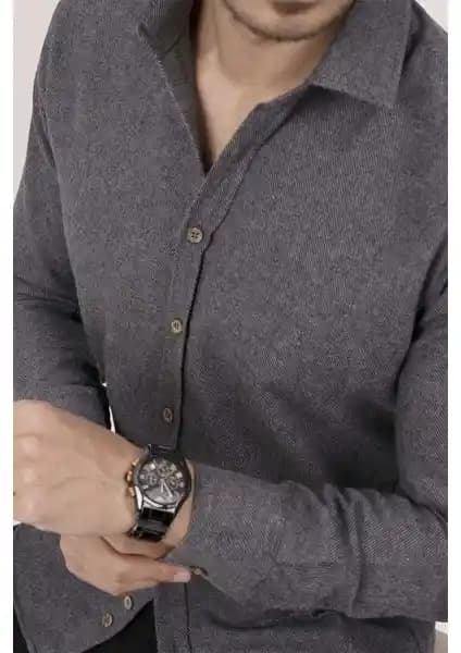 Etikmen Füme Düz Slimfit Oduncu Erkek Gömlek: Modern ve Şık Günlük Giyim Seçeneği