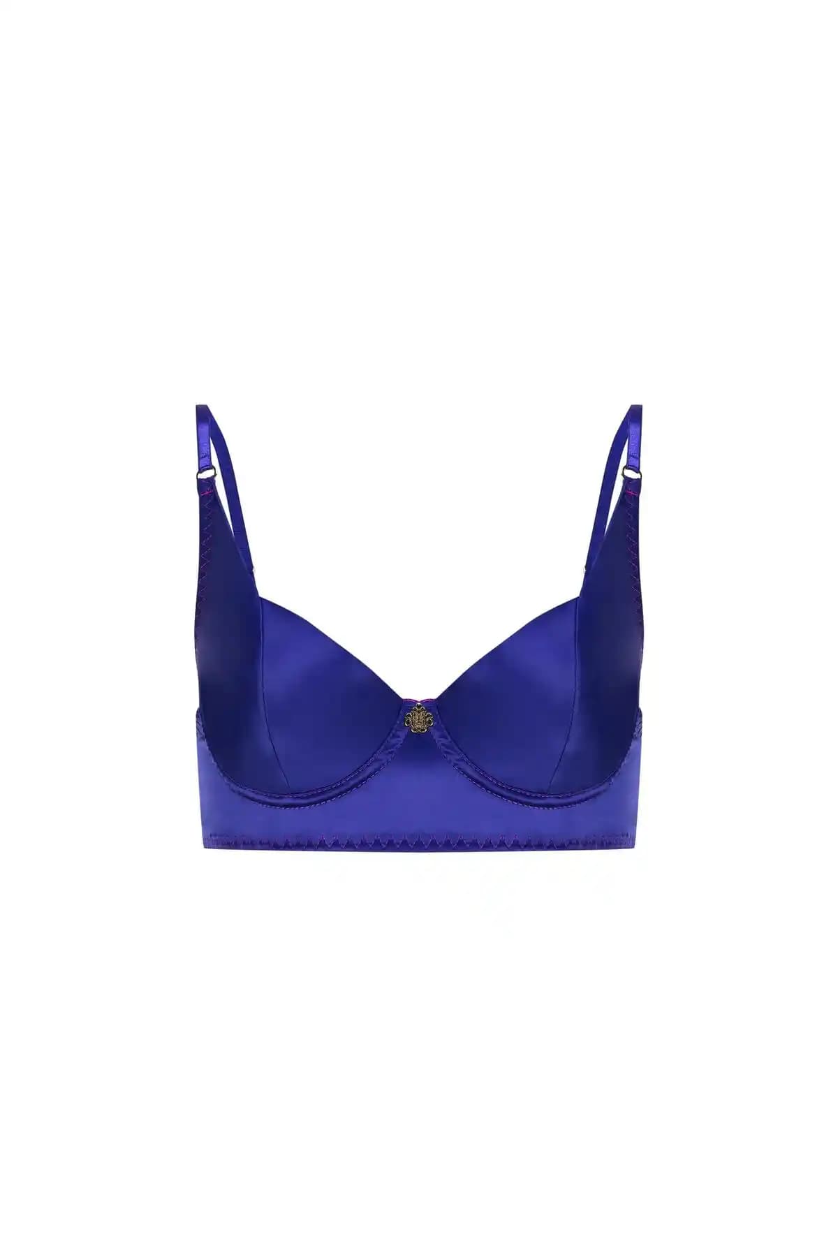 Feu De Elu Addria Saks Mavisi Saten Balconette Sütyen: Şıklık ve Konforun Bir Arada Sunumu