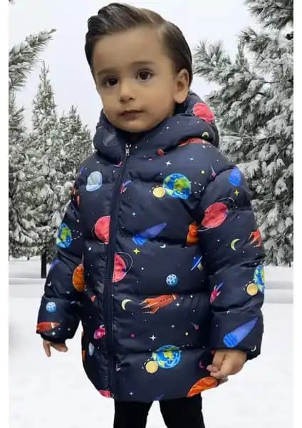 Freemen Gezegen Dijital Baskılı Çocuk Montu: Şık ve Sıcak Kış Kıyafeti