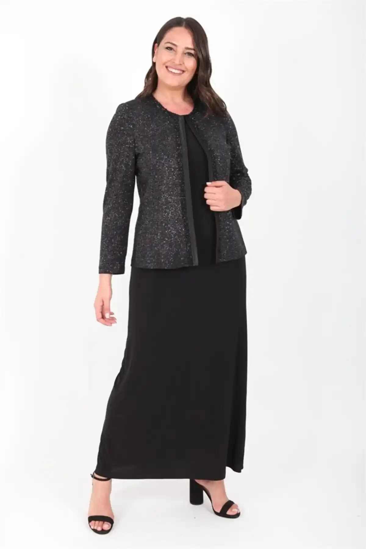 Genel Markalar Büyük Beden Siyah Gümüş Abiye Ceket Elbise Takımı Detayları ve Kullanım İpuçları