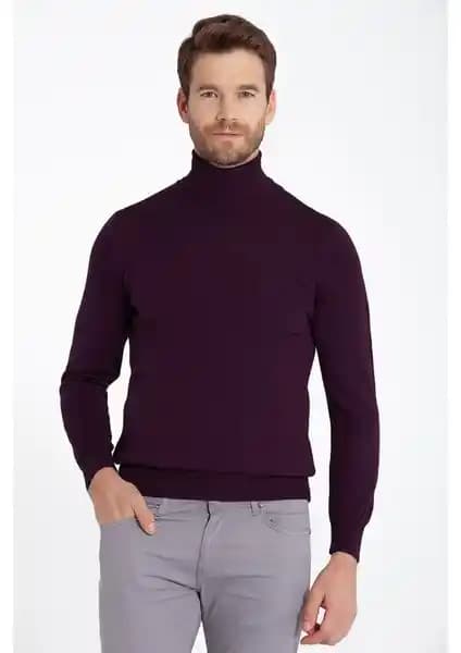 Hatemoğlu Erkek Mor Regular Fit Balıkçı Yaka Triko Kazak: Şıklık ve Konfor Bir Arada