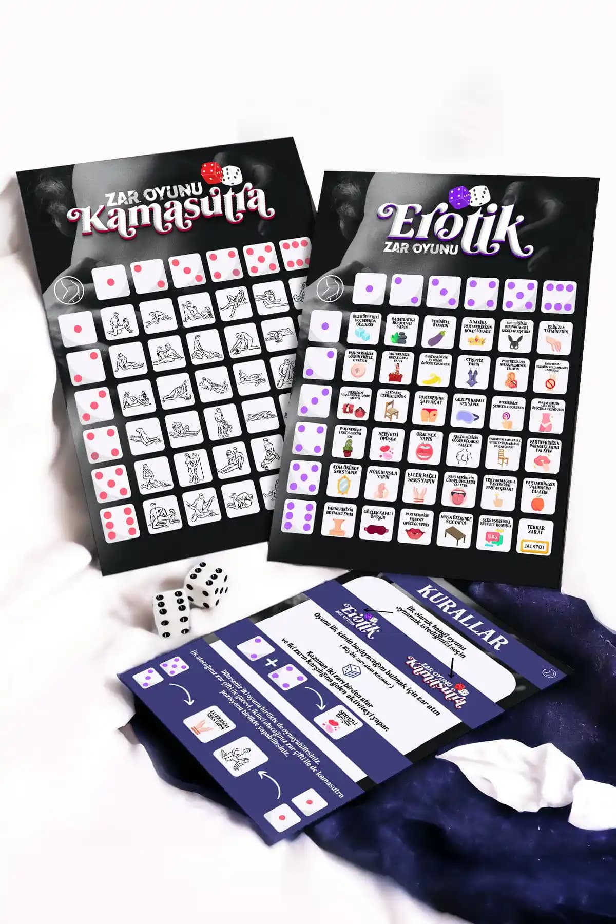 Hediyemen Erotik Görevli ve Kamasutra Pozisyonlu Zar Oyunu Çiftler İçin Eğlence ve Tutku Artırıcı