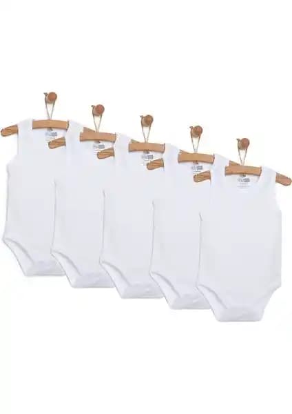 HelloBaby Unisex 5'li Beyaz Bebek Bodyleri Güvenli ve Konforlu Kullanım İçin Tasarlandı
