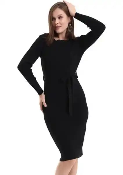 Irmak Kerekli Bisiklet Yaka Fitilli Triko Elbise 4080 Günlük ve Şık Kullanım İçin