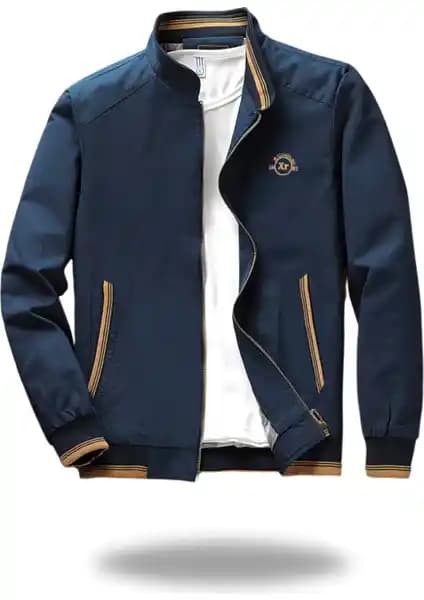 Ixir Nakış Armalı Mevsimlik Erkek Mont Ceket Lacivert Modern ve Fonksiyonel Tasarım