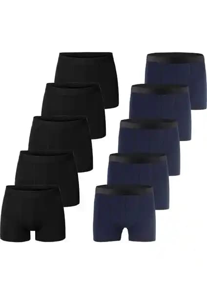 John Lion Erkek 10'lu Premium Lacivert-Gri Likralı Boxer: Konfor ve Kalitenin Buluşması