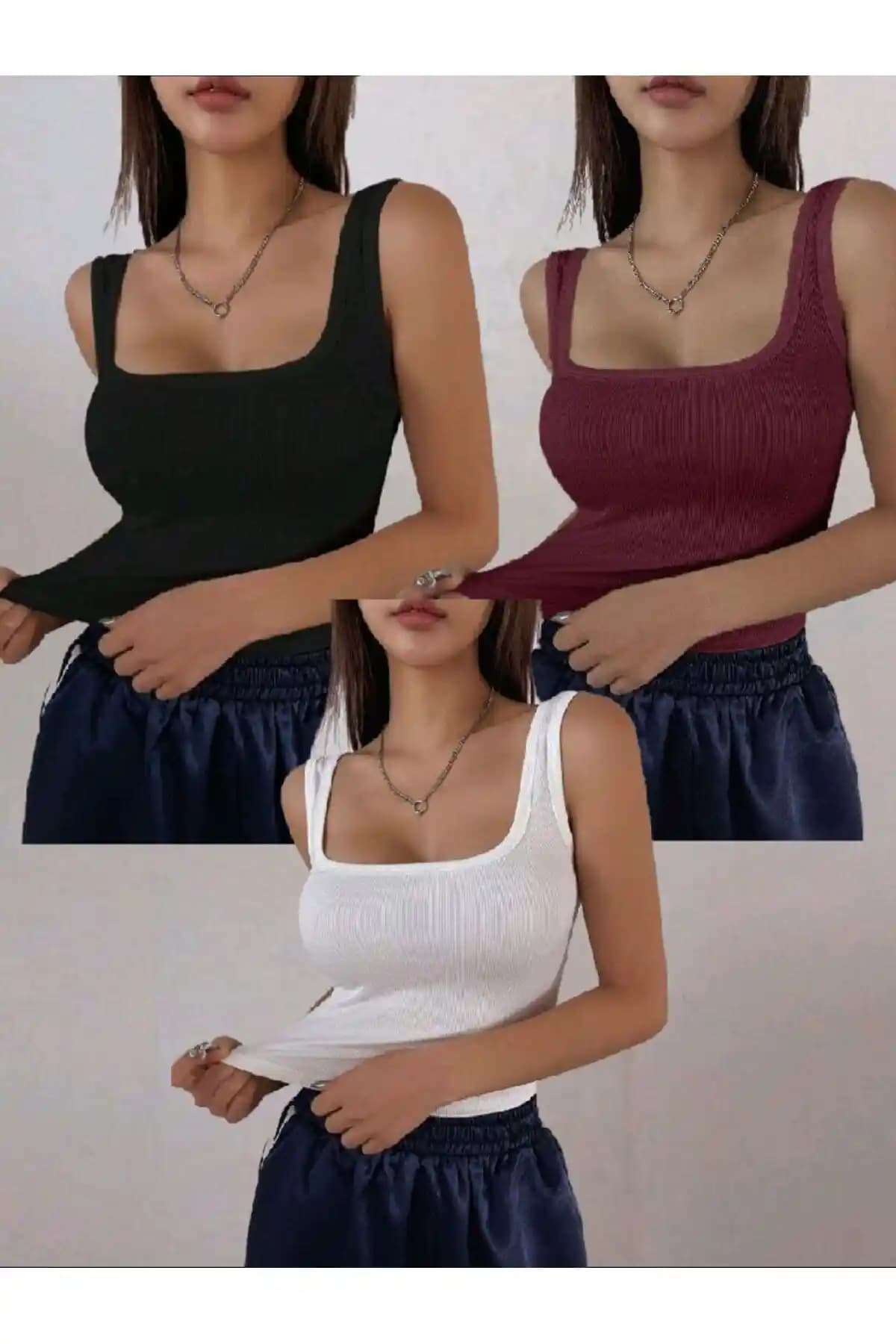 Kadın Siyah 3'lü Kaşkorse Atlet Seti: Şıklık ve Konforu Bir Arada Sunar