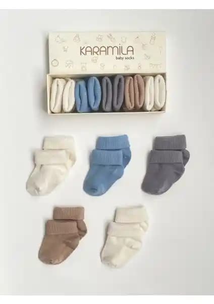 Karamila 5'li Erkek Bebek Bambu Çorap Seti Doğal Konfor ve Şıklık Sağlar