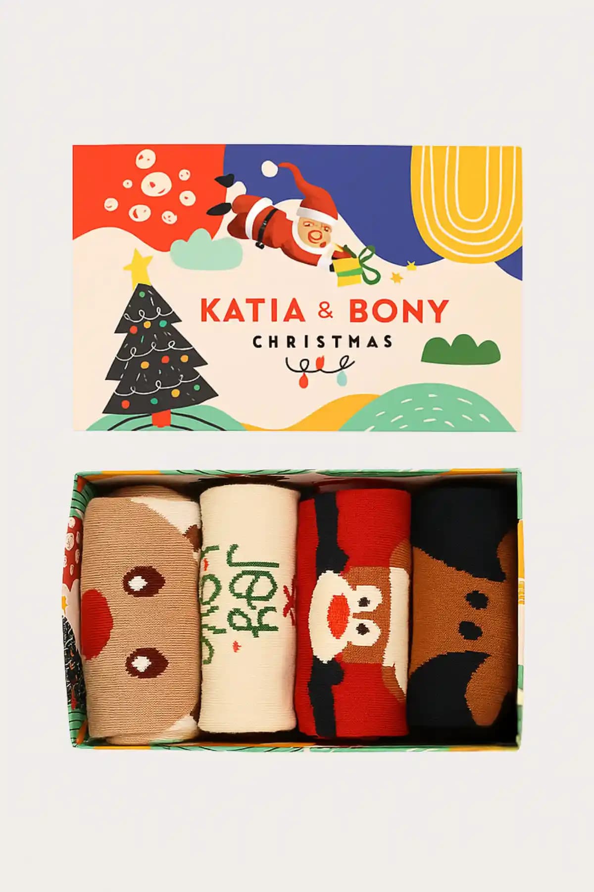 Katia & Bony Unisex 4'lü Yılbaşı Temalı Renkli Çoraplar Konfor ve Şıklık Sunar