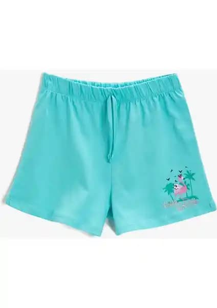 Koton Belden Bağlamalı Çocuk Şort Baskılı Pamuklu Günlük ve Özel Günler İçin