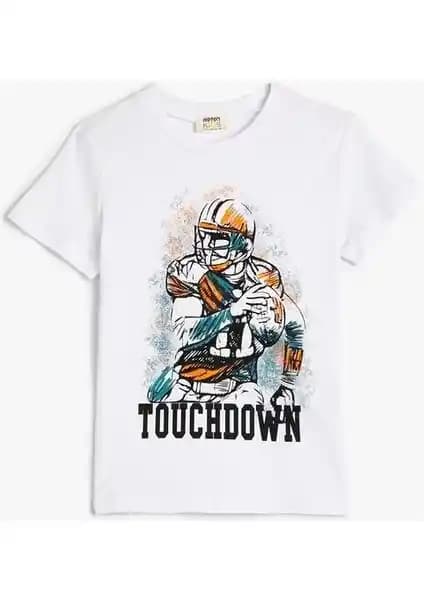 Koton Beyzbol Baskılı Pamuk Tişört Modern ve Rahat Tasarımıyla Günlük Şıklık